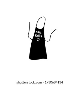 The working form of a manicure master. Apron. Nail fairy. Vector illustration For cards, posters, stickers  and professional design.   