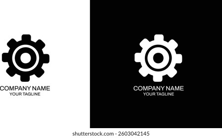 working gear machine icon black and white 