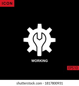 Working with gear and wrench vector icon on white background. Illustration line icon for graphic, print media interfaces and web design.