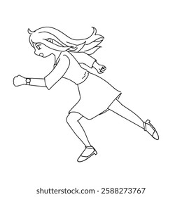 Working Girl Lineart Running to Work