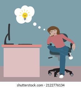 Working girl in office when an idea comes to her