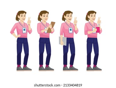 working girl in standing position for multi purpose business element
