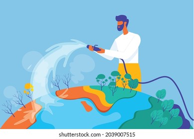 Working for global warming illustration concept vector