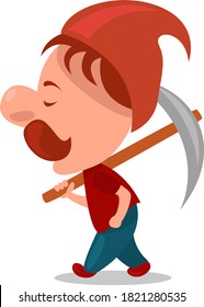 Working gnome, illustration, vector on white background