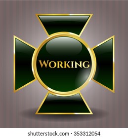 Working gold badge or emblem