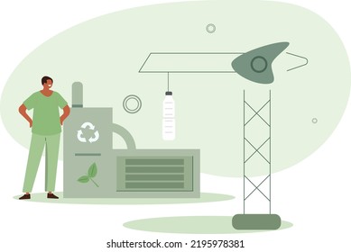 trabajar en la industria del reciclaje verde. Ilustración vectorial.