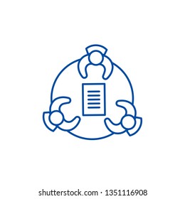 Working group line icon concept. Working group flat  vector symbol, sign, outline illustration.