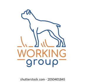 Working group logotype in modern outlined style. Editable vector illustration isolated on a white background. Dog breeding organisation sign. Schnauzer pictogram. Superstar of the canine kingdom