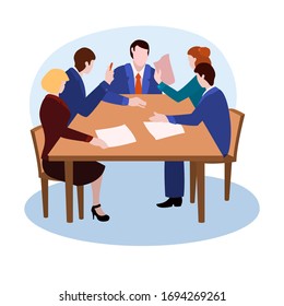 Working Group Meeting vector illustration from office collection. Flat cartoon illustration isolated on white