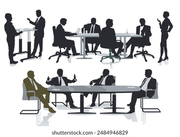 Arbeitsgruppen von Personen bei der Besprechung. Illustration