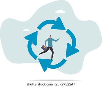 Working habit, life cycle or daily routine behavior, agile development, discipline or working efficiency, procedure or process to success.business concept.flat character.