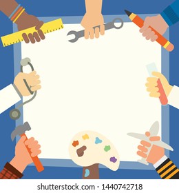 Working hands backgrounds for various events