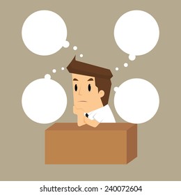 working hard business man on his desk.vector