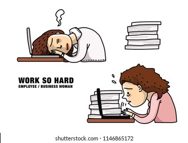 Working so hard - business woman in office