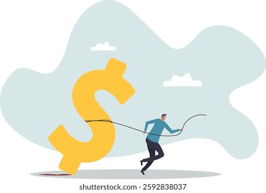 Working hard for money, effort to earn more salary or investment profit, tax burden or financial problem and difficulty.business concept.flat character.