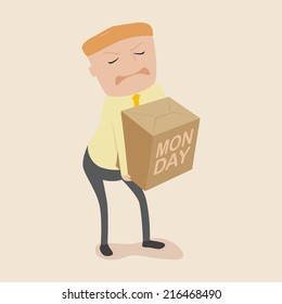 Working hard on Monday, Business concept and vector illustration.