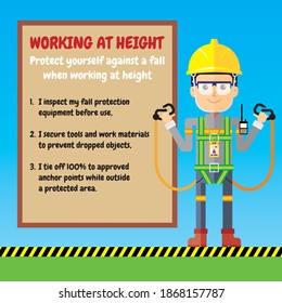 Working at height safety tips. Protect worker from fall precautions.