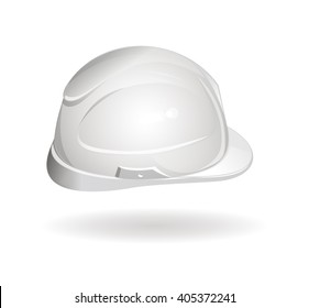 Working helmet (side view), hard hat logo icon. Realistic vector illustration isolated on white background