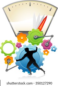 Working at High Gear-Man turning cogs to quicken the pace