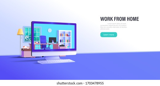 working from home. Avoid COVID-19 Coronavirus, stay at home. vector illustration background. A banner brochure flyer template design.  