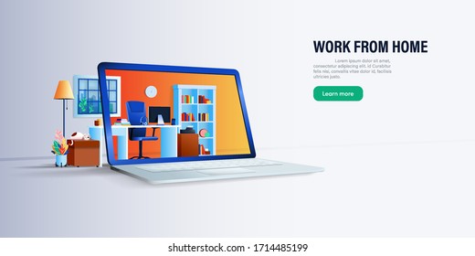 working from home. Avoid COVID-19 Coronavirus. Stay at home. vector illlustration background template design.