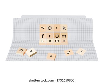 Working from home background isolated in white. 