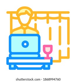 working at home color icon vector. working at home sign. isolated symbol illustration