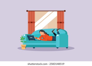 Working from home concept. Colored flat vector illustration isolated.