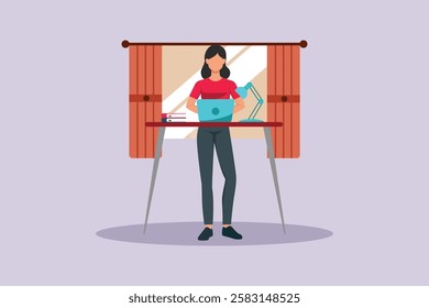Working from home concept. Colored flat vector illustration isolated.