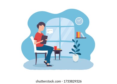 Working from home concept in flat design style