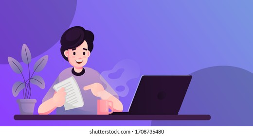 Working from Home Concept Illustration