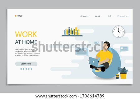 Working from home concept, a man work on laptop