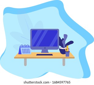 Working at home, coworking space, concept illustration. Young people, man and woman freelancers working on laptops and computers at home. People at home in quarantine. Vector flat style illustration