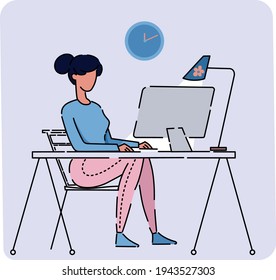 Working at home. Coworking space. Flat design style.