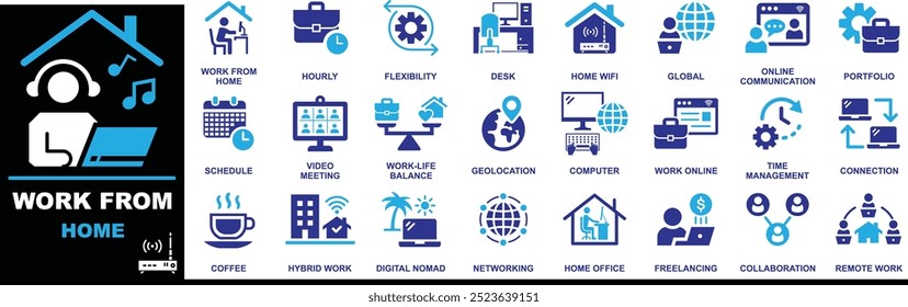 Working From Home Design, Vector, Graphics, Illustration, Symbol Art.