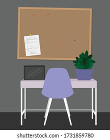 Working from home desk area