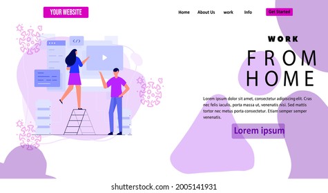 working from home during covid design landing page style background
