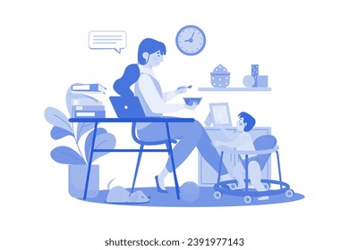 Working From Home With Handling Baby