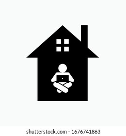 Working From Home Icon. Freelancer Vector. Entrepreneur or Home Business Symbol.
