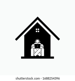 Working From Home Icon. Freelancer Vector. Entrepreneur or Home Business Symbol.