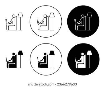working at home icon icon set in black filled and outlined style. suitable for UI designs