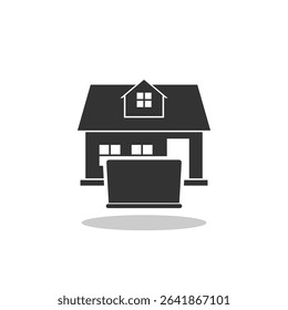 Working at home icon with shadow