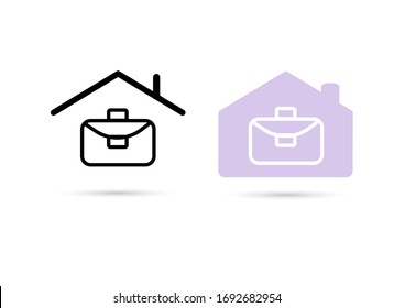 Working from home icon. Work at home. Line icon. Freelance symbol. Purple home office icon