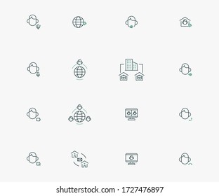 Los iconos de trabajo en casa se configuran en un estilo de línea delgada.