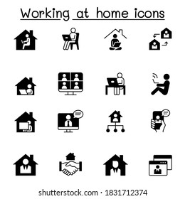 Working at home icons set vector illustration graphic design