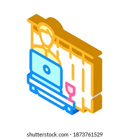 trabajar en el vector de iconos isométricos del hogar. trabajo en el letrero de casa. ilustración de símbolo aislado
