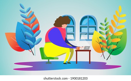 Working From Home, Learning, Business From Home Flat Design Vector While Pandemic Quarantine Illustration For Website Portal Or Health Living Campaign, A Complete Flat Design Vector.