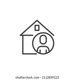 Trabajar desde el icono de la línea principal. signo de estilo lineal para concepto móvil y diseño web. Icono de vector de contorno de inicio independiente. Símbolo, ilustración del logotipo. Gráficos vectoriales
