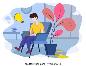 Trabajar desde casa - Hombre - Ilustración