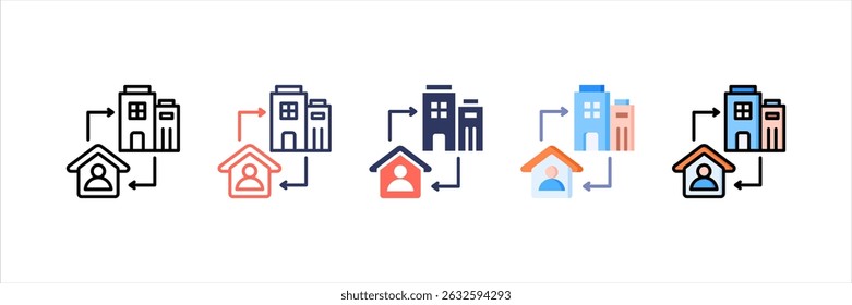 Trabajo en casa Multi Style Icon Set
